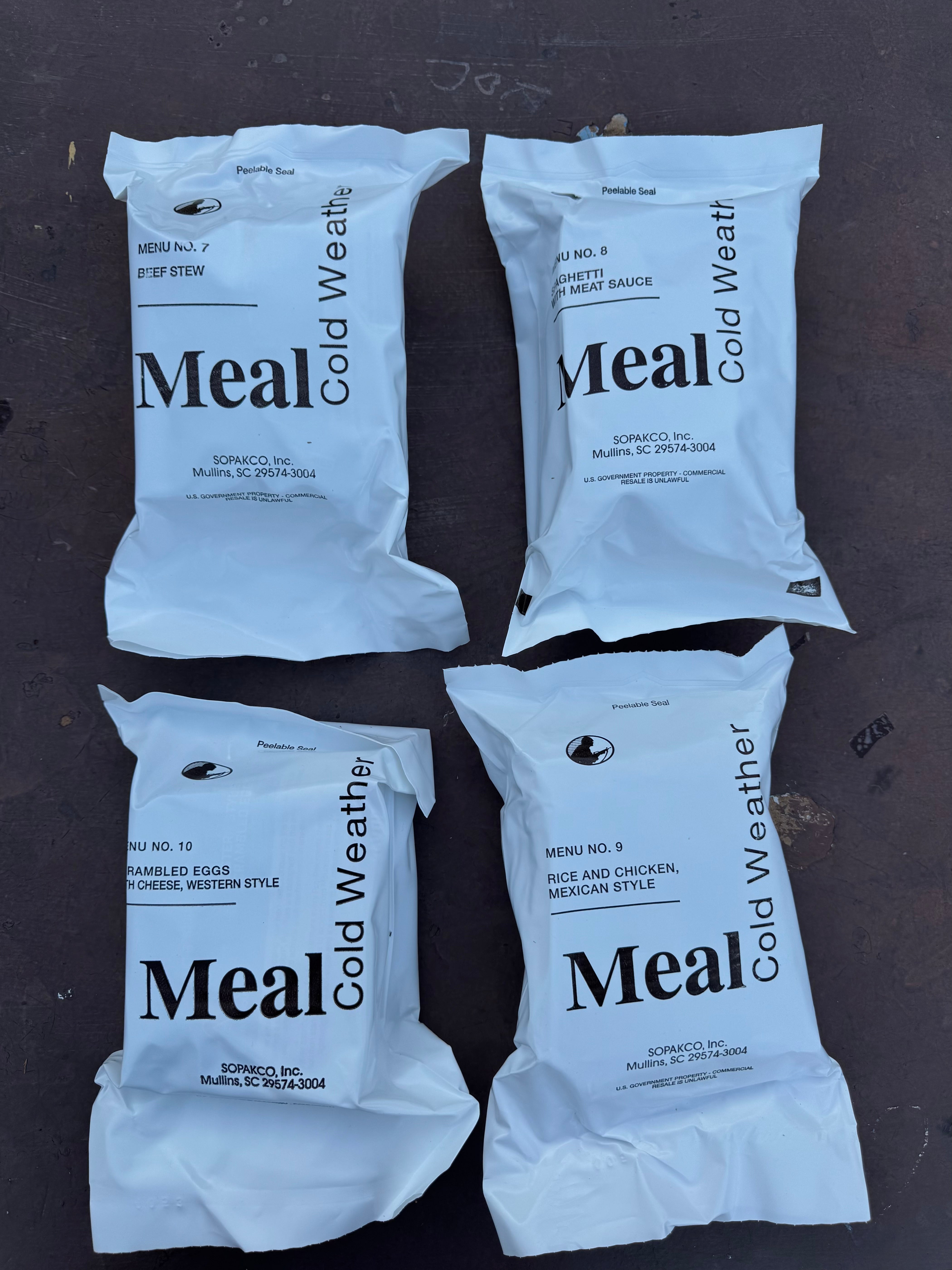 INSP 2027 U.S. Military Cold Weather MRE (MCW) – Four Menus