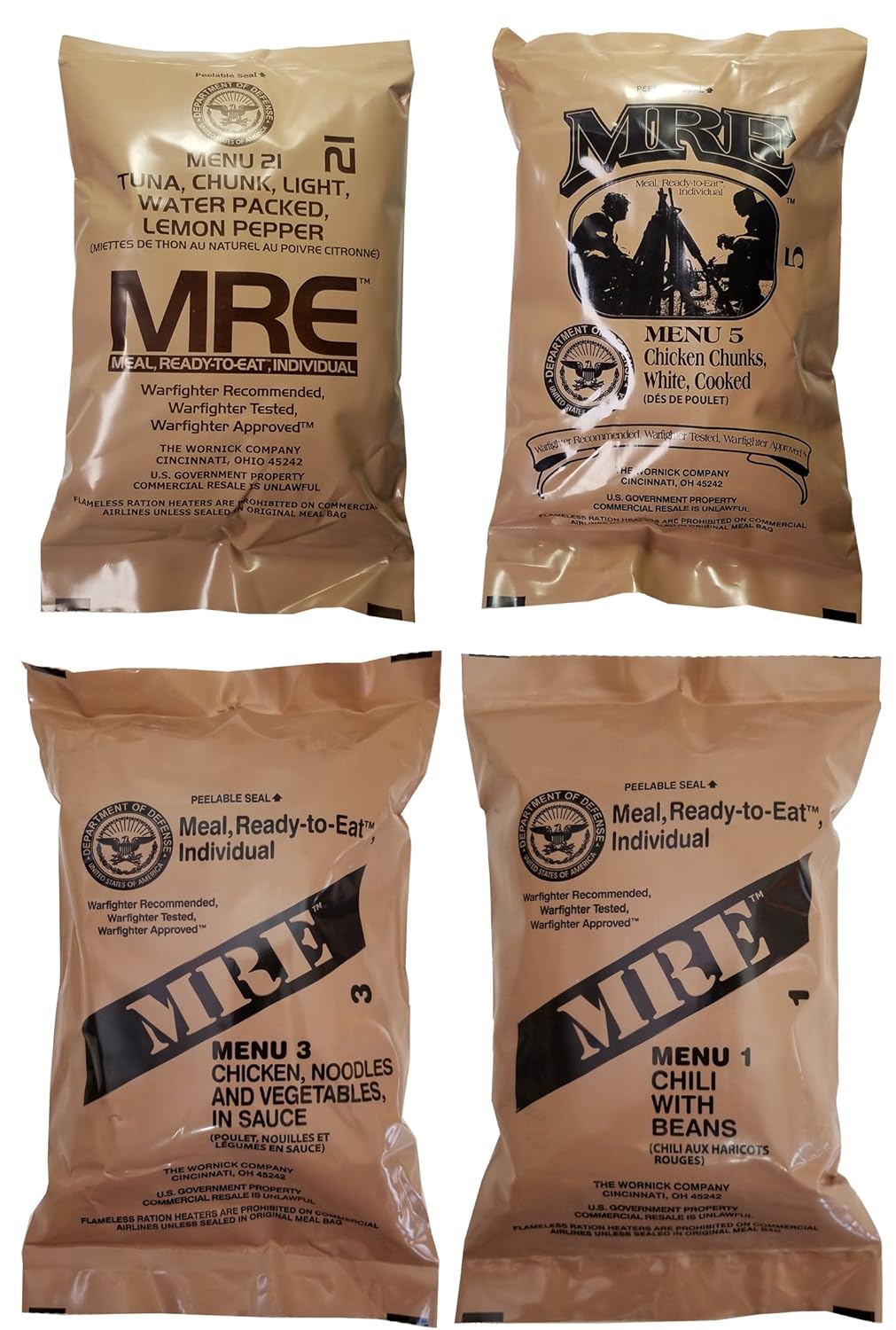 2026 (4 pack) U.S. Meals Ready to Eat - Genuine U.S. Military Surplus