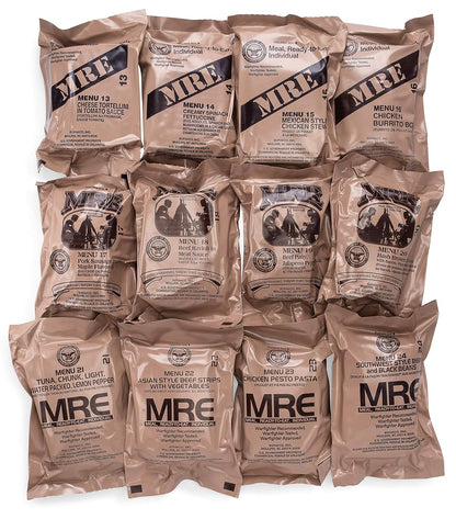 2026 U.S. Meals Ready to Eat (Variety Pack of 12) – (A or B Case Selected at Random) Genuine U.S. Military Surplus